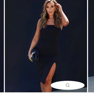 BRAND NEW NEVER WORN VICI 'Danica' Side-slit Midi Dress in Black
